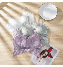 2023 new bra sexy gathering detachable exquisite lace breathable no steel ring bra lingerie $14.49 - Underwear