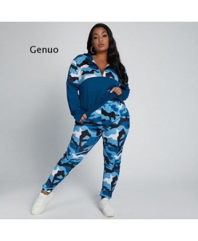Plus Size S-5Xl 2 Piece Outfits for Women Camouflage Printed Stretch Casual Joggor Fitness Matching Set Wholesale $59.54 - Pl...