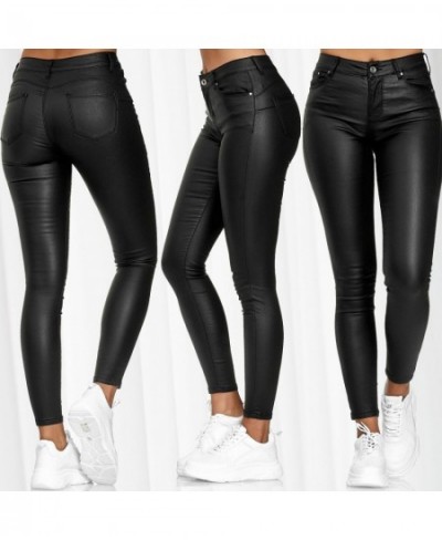 New Autumn 2023 Solid Color Leather Casual Pants Pants for Women Female Clothing Streetwear Women Korean Fashion Leather Pant...