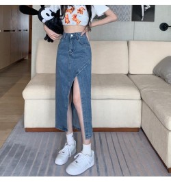 Women's Midi Denim Skirt Spring Side Split High Wasit Jeans Skirts Straight Female A-line Pencil Skirt 2022 New Summer $34.38...