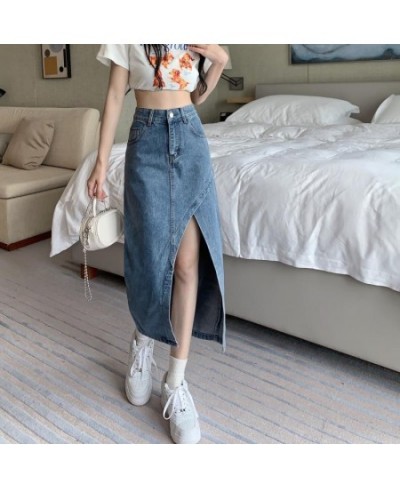 Women's Midi Denim Skirt Spring Side Split High Wasit Jeans Skirts Straight Female A-line Pencil Skirt 2022 New Summer $34.38...