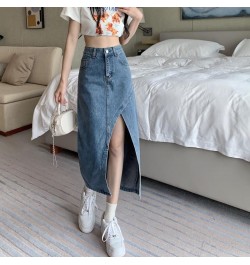 Women's Midi Denim Skirt Spring Side Split High Wasit Jeans Skirts Straight Female A-line Pencil Skirt 2022 New Summer $34.38...