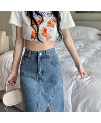 Women's Midi Denim Skirt Spring Side Split High Wasit Jeans Skirts Straight Female A-line Pencil Skirt 2022 New Summer $34.38...