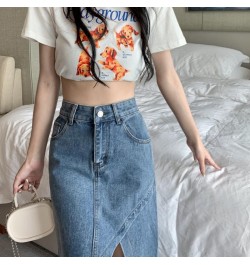 Women's Midi Denim Skirt Spring Side Split High Wasit Jeans Skirts Straight Female A-line Pencil Skirt 2022 New Summer $34.38...