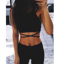 Summer Crop Tops Blusa Women Sleeveless Sexy Bandage T Shirt Top Fashion Black Lace Up Tank Top Tumblr Ladies $12.22 - Tops &...