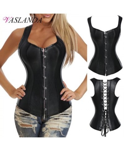 Women Corsets & Bustiers Steel Boned Overbust Steampunk Corset Tops Lace Up Gothic Bustier Shapewear Outfit Waist Trainer Ves...