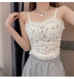 Sexy Lace Crop Tops Women Floral Camis Tanks Pearl Button Elegant Bustier Corsets Top Chic Short Camisole $18.93 - Tops & Tees