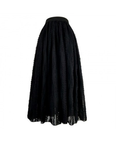 2023 Spring Summer Trend Korean Clothing Dongdaemun Woman Elegant Gothic Grunge Black High Waist Pleated Long Tulle Skirt y2k...