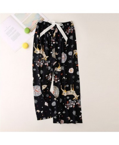 Casual Cute Women Loose Pajama Pants Summer Autumn Lounge Trousers Print Bottoms Stretch Waist Drawstring High Waist Home Pan...