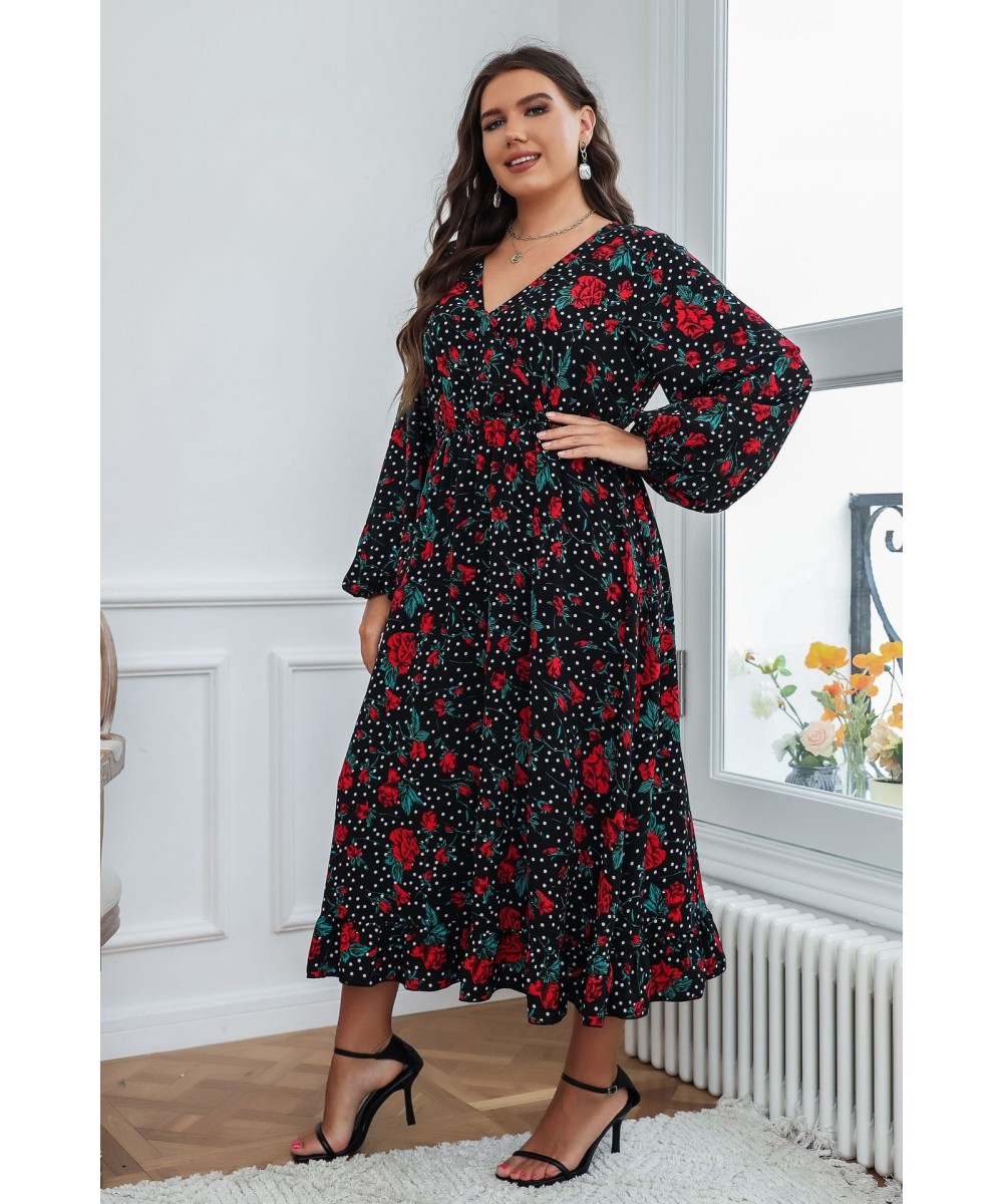 Plus Size Summer Dress XL-4XL Spring 2022 Black Chiffon Print Large Size Dress Korean Style Dress Plus Size Women Clothing $4...