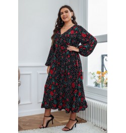 Plus Size Summer Dress XL-4XL Spring 2022 Black Chiffon Print Large Size Dress Korean Style Dress Plus Size Women Clothing $4...