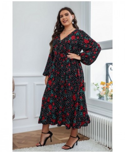 Plus Size Summer Dress XL-4XL Spring 2022 Black Chiffon Print Large Size Dress Korean Style Dress Plus Size Women Clothing $4...