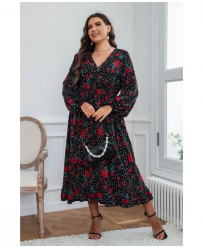 Plus Size Summer Dress XL-4XL Spring 2022 Black Chiffon Print Large Size Dress Korean Style Dress Plus Size Women Clothing $4...