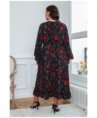 Plus Size Summer Dress XL-4XL Spring 2022 Black Chiffon Print Large Size Dress Korean Style Dress Plus Size Women Clothing $4...