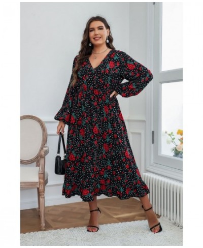 Plus Size Summer Dress XL-4XL Spring 2022 Black Chiffon Print Large Size Dress Korean Style Dress Plus Size Women Clothing $4...