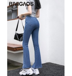 Spring Summer New High Waist Split Stretch Jeans Micro Flared Pants Women Slim Jeans Button Zipper Casual Denim Pants $59.21 ...