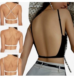 Women Sexy Back Push Bra Ice Silk Vest Tops Wirefree Bras Camisoles Backless Crop Top Thin Bralette Suspender Lingerie Camiso...