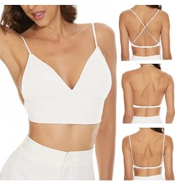 Women Sexy Back Push Bra Ice Silk Vest Tops Wirefree Bras Camisoles Backless Crop Top Thin Bralette Suspender Lingerie Camiso...