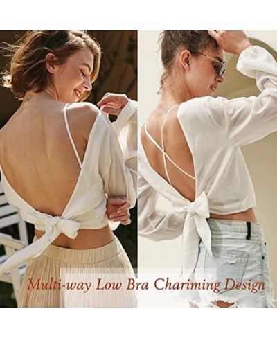 Women Sexy Back Push Bra Ice Silk Vest Tops Wirefree Bras Camisoles Backless Crop Top Thin Bralette Suspender Lingerie Camiso...