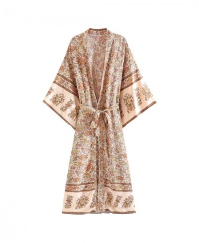 Vintage Bathing Robe Batwing Sleeve Beach Cover Ups Rayon Cotton Oversized Bohemian Long Kimono Female Vestidos Kaftan Kimono...