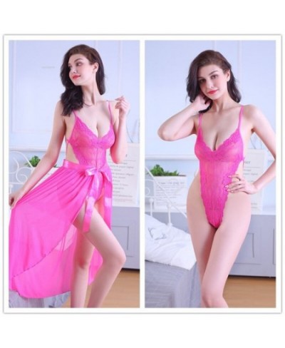 New sexy lingerie women sexy lace one-piece perspective mesh seductive dress suit pajamas $36.08 - Sleepwears