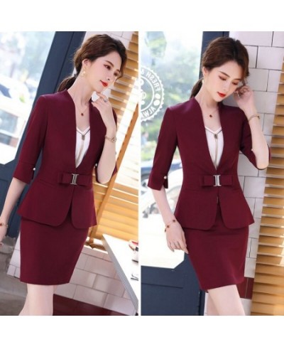 Novelty Wine Formal Ladies Office Work Wear Blazers Spring Summer Business Suits with Skirt and Jackets Coat for Women OL Set...