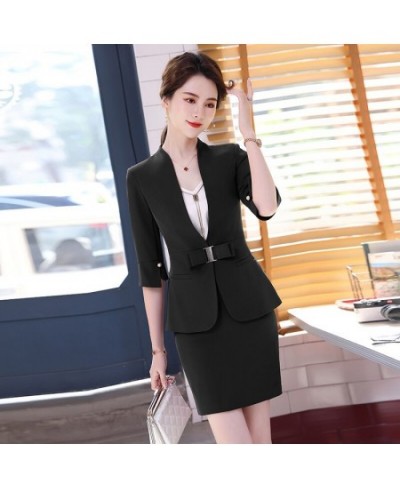 Novelty Wine Formal Ladies Office Work Wear Blazers Spring Summer Business Suits with Skirt and Jackets Coat for Women OL Set...