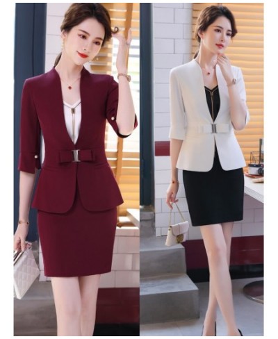 Novelty Wine Formal Ladies Office Work Wear Blazers Spring Summer Business Suits with Skirt and Jackets Coat for Women OL Set...