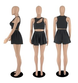 Sexy Cut Out 2 Pieces Shorts Sets Women Tank Sleeveless Crop Top and Ruffled Loose Mini Shorts Summer Casual Tracksuit Outfit...