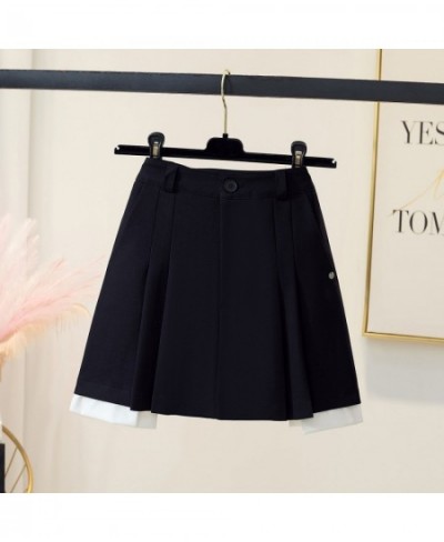 Skirts Women Patchwork Design Preppy Style All-match Pleated Personality Streetwear Summer Students Mini Faldas Fashion Ulzza...