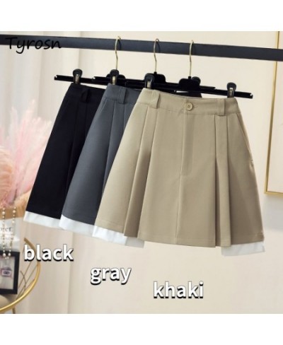 Skirts Women Patchwork Design Preppy Style All-match Pleated Personality Streetwear Summer Students Mini Faldas Fashion Ulzza...