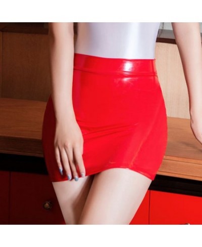 Sexy Oil Shiny OL MINI Skirt Tight Pencil Cute Skirt Gloosy See Through Candy Color Micro Mini Skirt Erotic Wear Women Sexy $...