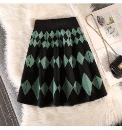 Winter Knit Short Skirt Women High Waist Plaid Sweater Skirts Vintage Elastic Knitting A-line Casual Mini Skirt Y2k Streetwea...