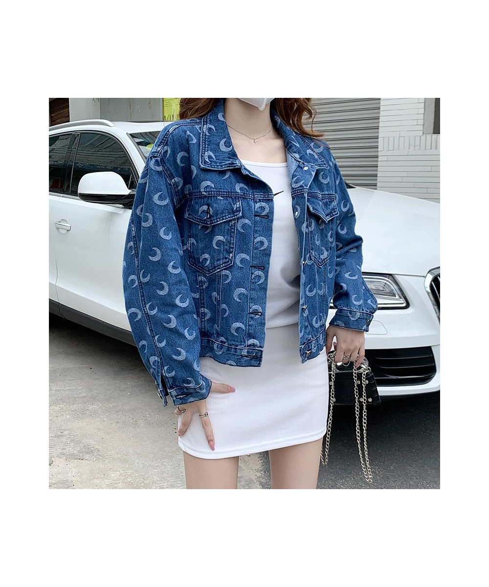 Short Section Denim Jacket Female 2022 Spring and Autumn Fashion New Moon Print Casual Jacket Denim Tops Female $44.81 - Jack...