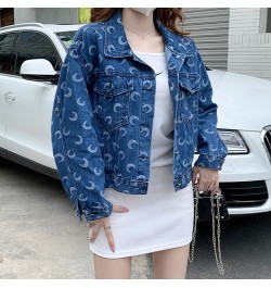 Short Section Denim Jacket Female 2022 Spring and Autumn Fashion New Moon Print Casual Jacket Denim Tops Female $44.81 - Jack...