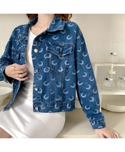 Short Section Denim Jacket Female 2022 Spring and Autumn Fashion New Moon Print Casual Jacket Denim Tops Female $44.81 - Jack...