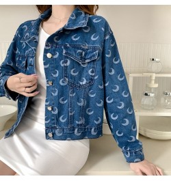 Short Section Denim Jacket Female 2022 Spring and Autumn Fashion New Moon Print Casual Jacket Denim Tops Female $44.81 - Jack...