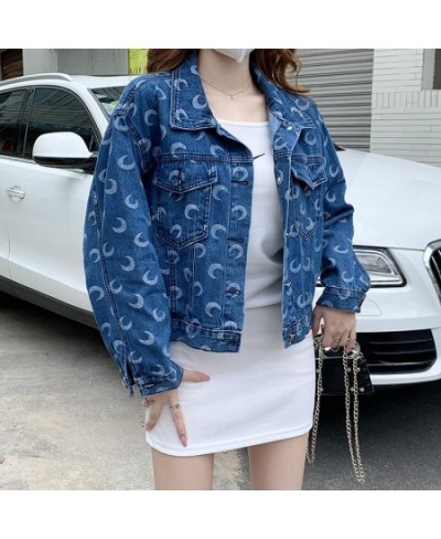 Short Section Denim Jacket Female 2022 Spring and Autumn Fashion New Moon Print Casual Jacket Denim Tops Female $44.81 - Jack...