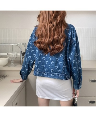 Short Section Denim Jacket Female 2022 Spring and Autumn Fashion New Moon Print Casual Jacket Denim Tops Female $44.81 - Jack...