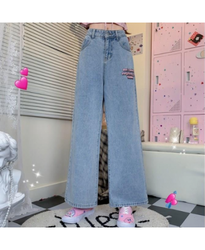 Jeans Women Embroidery Kawaii Popular Spring Sweet Style Chic Vintage Cowboy Causal Straight Baggy Ins Girlish Streetwear $39...