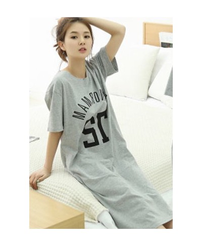 Nightgowns Women Printed Side-slit Stylish Kawaii Cartoon Stylish Loose Chic Sweet Korean Style Womens Sleepshirts Homewear $...