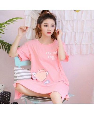 Nightgowns Women Printed Side-slit Stylish Kawaii Cartoon Stylish Loose Chic Sweet Korean Style Womens Sleepshirts Homewear $...