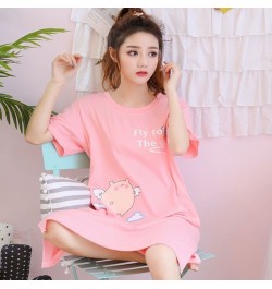 Nightgowns Women Printed Side-slit Stylish Kawaii Cartoon Stylish Loose Chic Sweet Korean Style Womens Sleepshirts Homewear $...