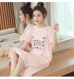 Nightgowns Women Printed Side-slit Stylish Kawaii Cartoon Stylish Loose Chic Sweet Korean Style Womens Sleepshirts Homewear $...