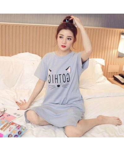 Nightgowns Women Printed Side-slit Stylish Kawaii Cartoon Stylish Loose Chic Sweet Korean Style Womens Sleepshirts Homewear $...