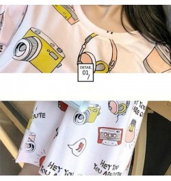 Nightgowns Women Printed Side-slit Stylish Kawaii Cartoon Stylish Loose Chic Sweet Korean Style Womens Sleepshirts Homewear $...