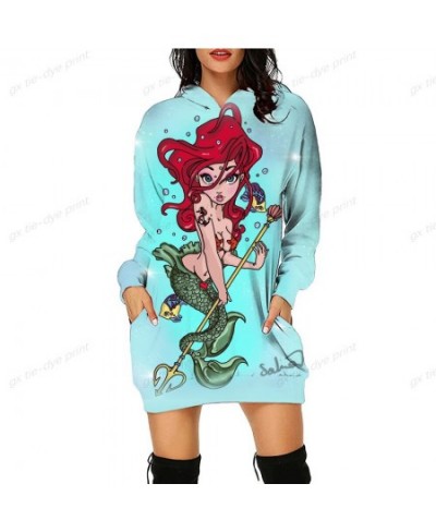 The Mermaid Princess Autumn Women Hoodie Dress Fashion Sweatshirt Dresses for Women Pocket Hooded Casual Dress Mini Dress $40...