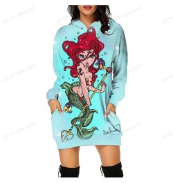 The Mermaid Princess Autumn Women Hoodie Dress Fashion Sweatshirt Dresses for Women Pocket Hooded Casual Dress Mini Dress $40...