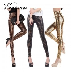 Lady fashion slim leggings High Waist Skinny legging women black gold snake printed pant small size faux leather pants $23.89...