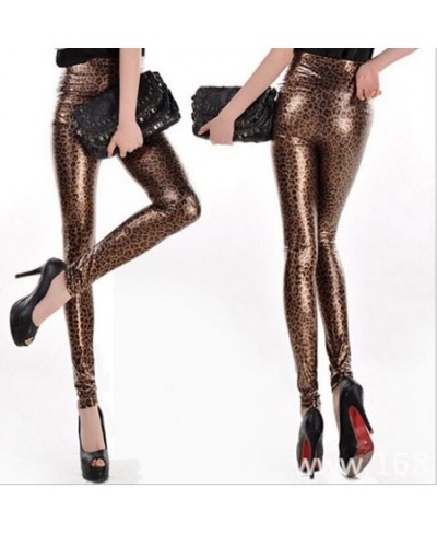 Lady fashion slim leggings High Waist Skinny legging women black gold snake printed pant small size faux leather pants $23.89...